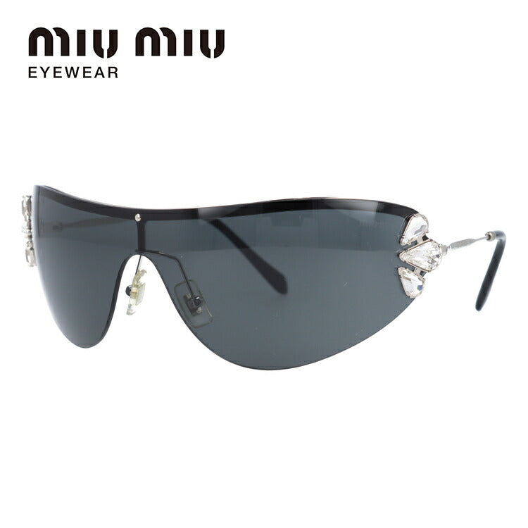 【国内正規品】ミュウミュウ サングラス miu miu MU66US 1BC1A1 -サイズ スポーツ ユニセックス メンズ レディース 一枚レンズ ビジュー ラッピング無料