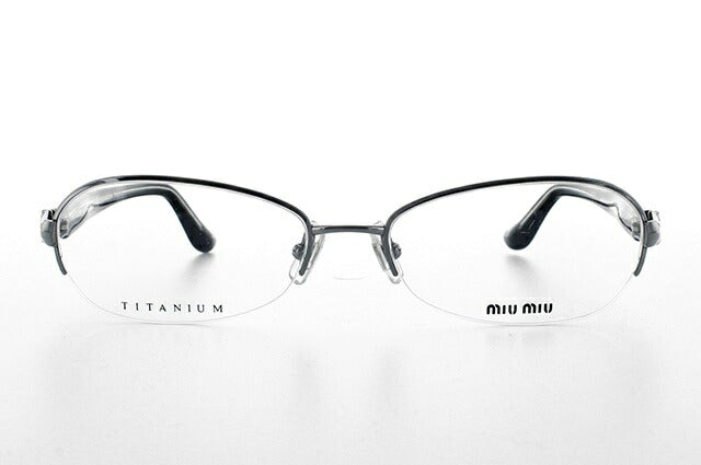 【国内正規品】ミュウミュウ miu miu メガネ フレーム 眼鏡 度付き 度なし 伊達 MU55IV 2AF1O1 54 シルバー/ブラック オーバル型 レディース 女性用 UVカット 紫外線対策 UV対策 おしゃれ ギフト ラッピング無料