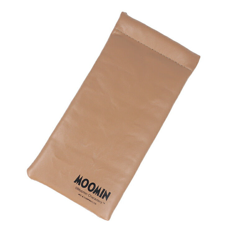 MOOMIN メガネ ケース ポーチ ムーミン ライトブラウン ソフトケース ワンタッチ フラット 薄型 眼鏡ケース メイクポーチ ペンポーチ ギフト トラベル 旅行 北欧
