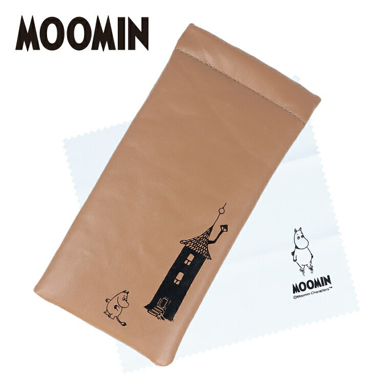 MOOMIN メガネ ケース ポーチ ムーミン ライトブラウン ソフトケース ワンタッチ フラット 薄型 眼鏡ケース メイクポーチ ペンポーチ ギフト トラベル 旅行 北欧