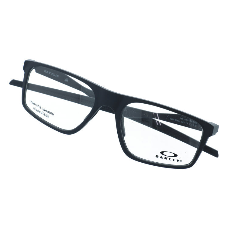 オークリー メガネフレーム バットフリップ 伊達メガネ ハイブリッジフィット OAKLEY BAT FLIP OX8183-0156 56サイズ スクエア型 レギュラーフィット 大きめ ユニセックス メンズ レディース 黒縁 クロブチ