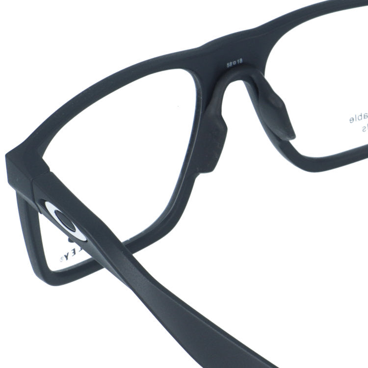 オークリー メガネフレーム バットフリップ 伊達メガネ ハイブリッジフィット（レギュラーフィット） OAKLEY BAT FLIP OX8183-0158 58サイズ スクエア型 交換用鼻パッド付き クロブチ 黒縁 ユニセックス メンズ レディース