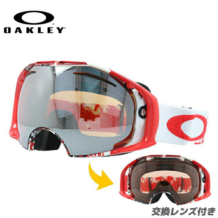 【訳あり】オークリー ゴーグル エアブレイク OAKLEY AIRBRAKE エアーブレイク 59-222J アジアンフィット ミラーレンズ メンズ レディース 男女兼用 シグネチャー スキーゴーグル スノーボード 【Black Iridium】 プレゼント