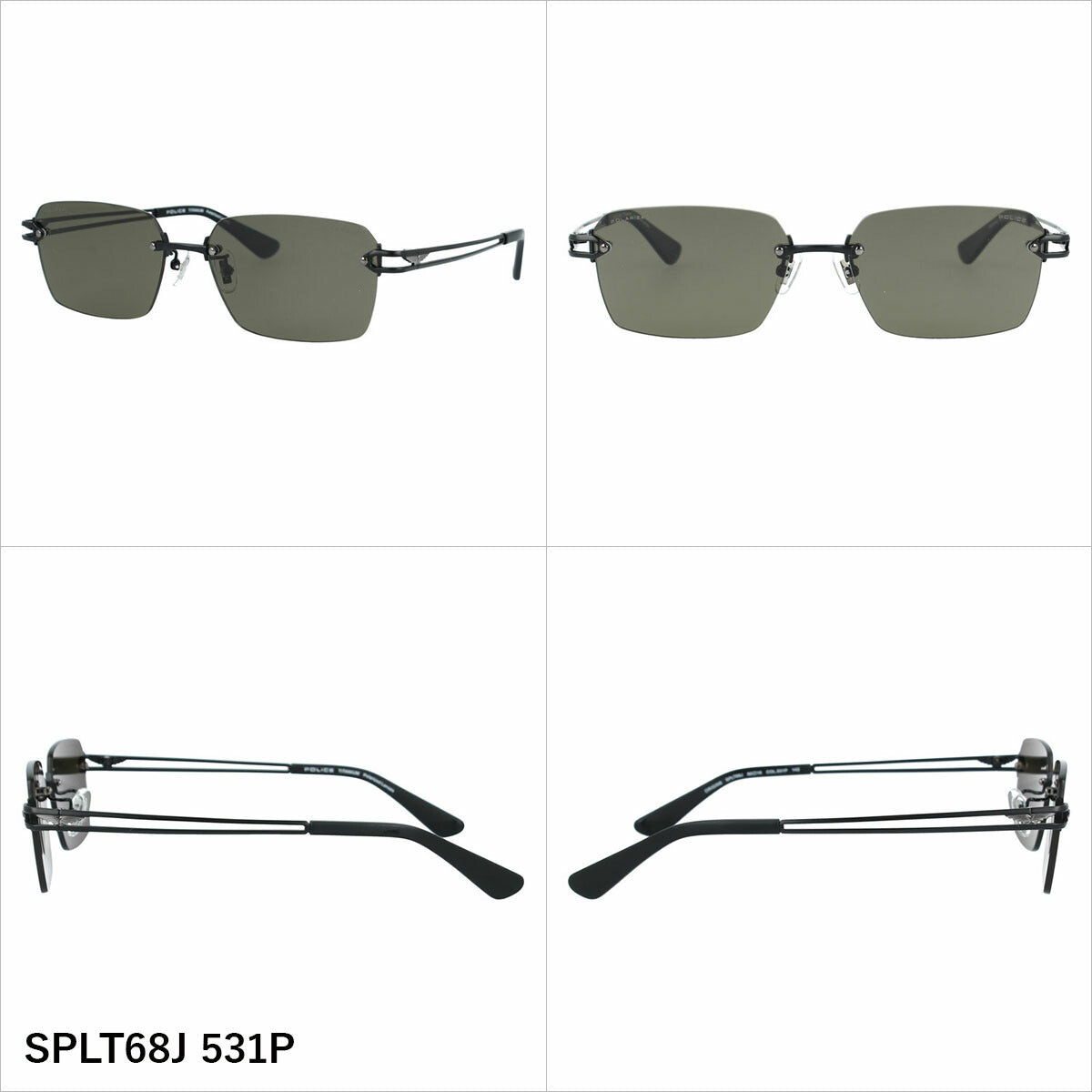 ポリス サングラス 偏光サングラス アジアンフィット（フルフィット） 調整可能ノーズパッド（クリングス） POLICE SPLT68J 56サイズ 全2カラー スクエア型 ポラライズド 反射光を抑えて眩しさ軽減 くっきりコントラスト ユニセックス メンズ レディース