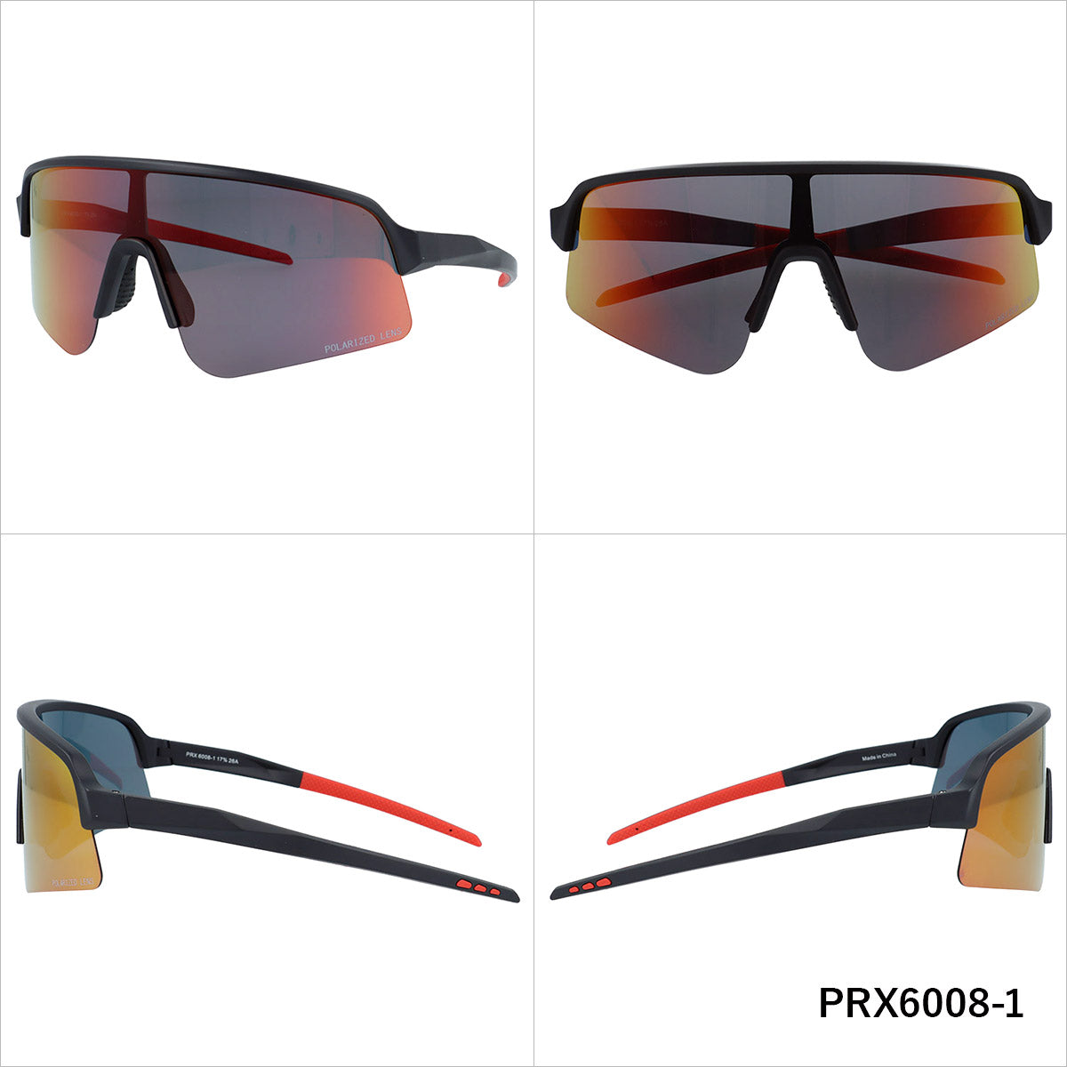 ポラレックス 偏光サングラス ミラーレンズ アジアンフィット（フレキシブルノーズパッド） POLAREX PRX6008 160サイズ 全2カラー スポーツ型 ユニセックス メンズ レディース | 偏光レンズ 乱反射をカット 一眼タイプ 境目を解消して視界滑らか