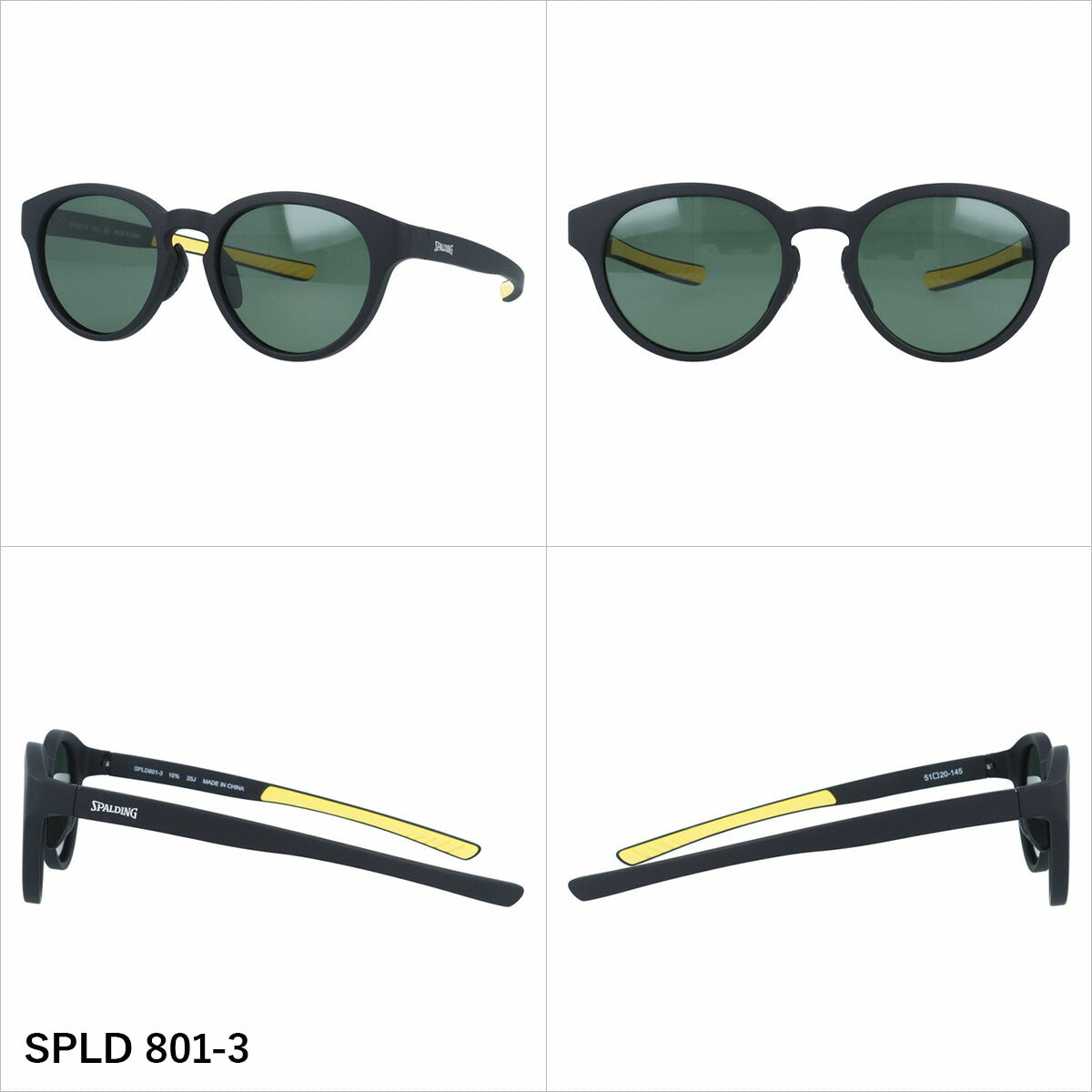 スポルディング サングラス 偏光サングラス アジアンフィット（フルフィット） 調整可能ノーズパッド（クリングス） SPALDING SPLD 801 51サイズ 全3カラー ボストン型 バネ丁番 ポラライズド ユニセックス メンズ レディース