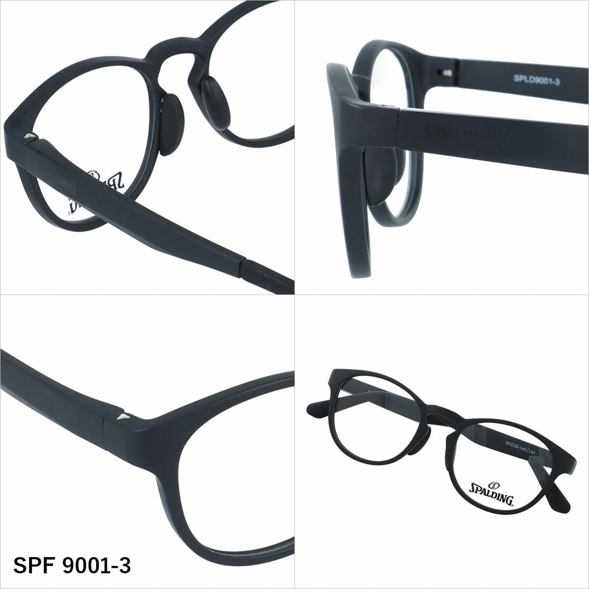 スポルディング メガネフレーム 伊達メガネ アジアンフィット（フルフィット） 調整可能ノーズパッド クリングス SPALDING SPF 9001 50サイズ 全4カラー ウェリントン型 ユニセックス メンズ レディース