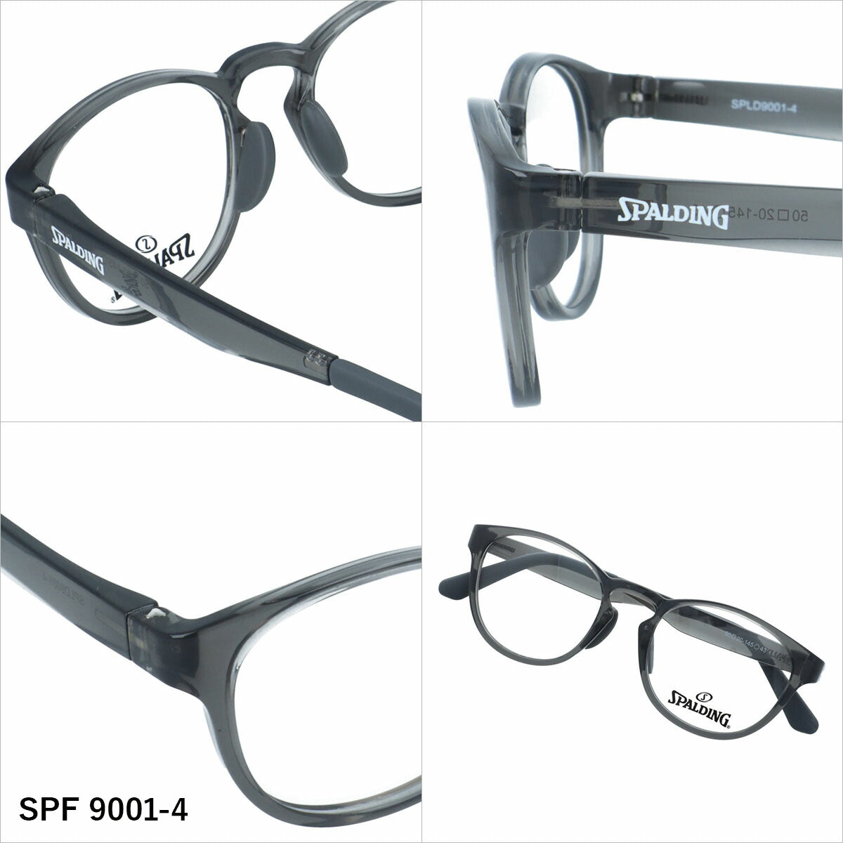 スポルディング メガネフレーム 伊達メガネ アジアンフィット（フルフィット） 調整可能ノーズパッド クリングス SPALDING SPF 9001 50サイズ 全4カラー ウェリントン型 ユニセックス メンズ レディース
