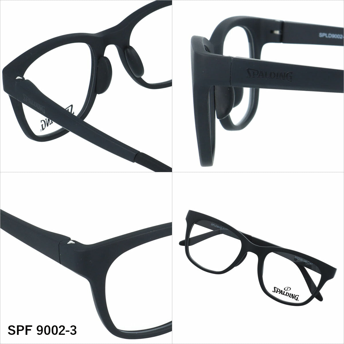 スポルディング メガネフレーム 伊達メガネ アジアンフィット（フルフィット） 調整可能ノーズパッド クリングス SPALDING SPF 9002 50サイズ 全4カラー ウェリントン型 ユニセックス メンズ レディース
