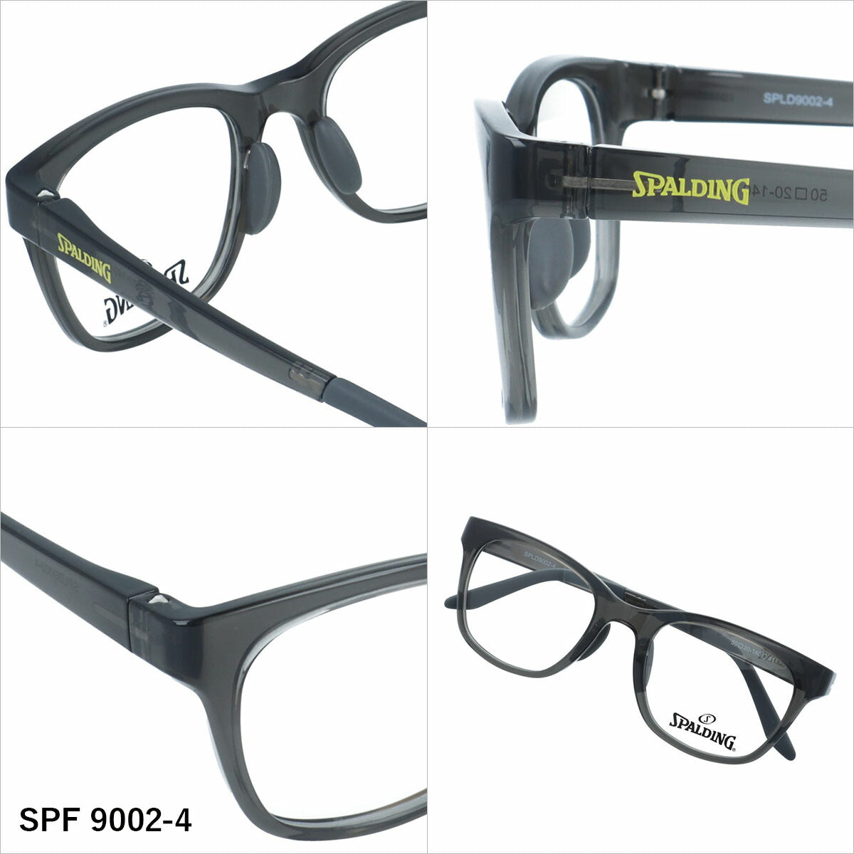 スポルディング メガネフレーム 伊達メガネ アジアンフィット（フルフィット） 調整可能ノーズパッド クリングス SPALDING SPF 9002 50サイズ 全4カラー ウェリントン型 ユニセックス メンズ レディース