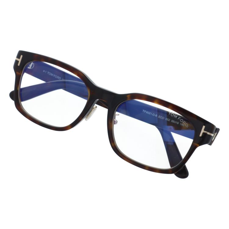 トムフォード メガネフレーム エコ 伊達 アジアンフィット（フルフィット） 調整可能ノーズパッド（クリングス） TOM FORD ECO FT6021-D-B 052 55サイズ （TF6021DB 052 55） スクエア型 大きめ ブルーライトカット ユニセックス メンズ レディース サステナブル素材フレーム