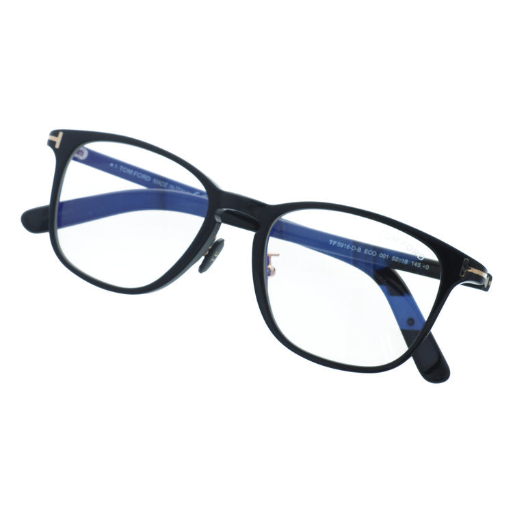 トムフォード メガネフレーム エコ 伊達メガネ アジアンフィット TOM FORD ECO FT5918-D-B 001 52サイズ （TF5918DB 001 52） ウェリントン型 ブルーライトカット サステナブル 黒縁 クロブチ ユニセックス メンズ レディース