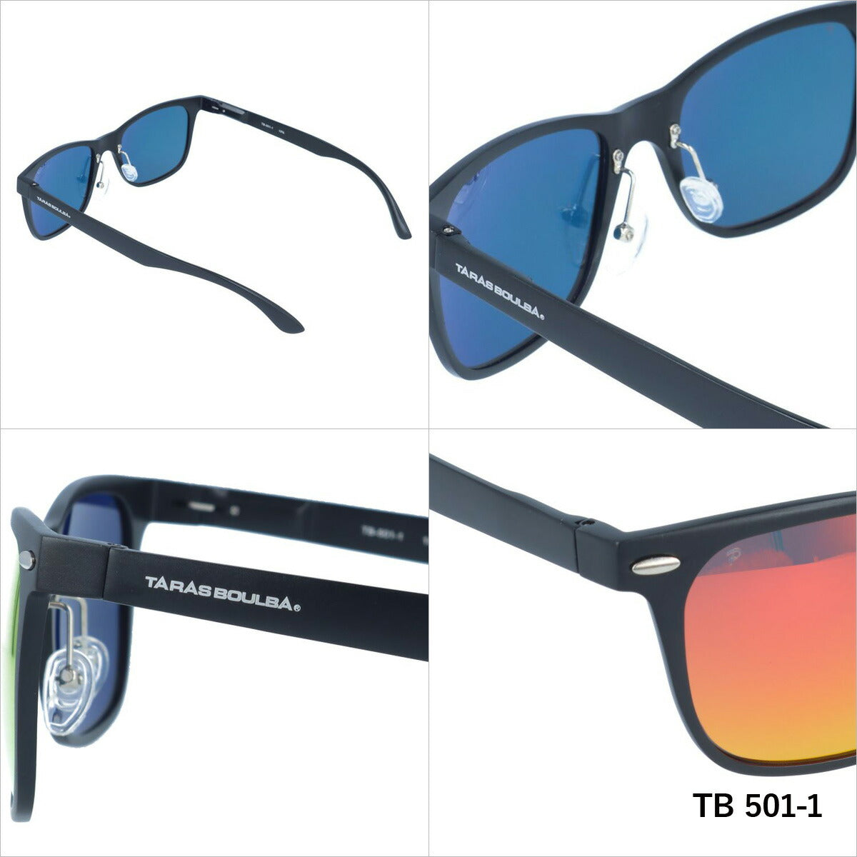 タラスブルバ 偏光サングラス ミラーレンズ TARASBOULBA TB 501 全3カラー 52サイズ ウェリントン メンズ レディース 川 海 釣り フィッシング 運転 ドライブ