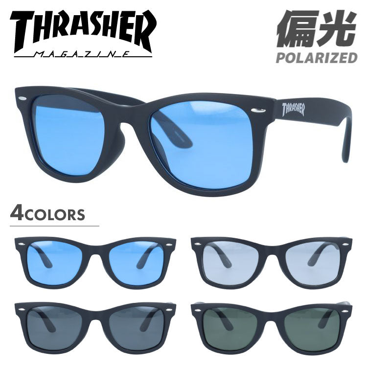 スラッシャー 偏光 サングラス カラーレンズ メンズ レディース UVカット THRASHER ブランド ERDE 1027 51 ウェリントン | 紫外線 対策 おすすめ 人気 プレゼント 運転 ドライブ レジャー キャンプ アウトドア 釣り フィッシング 海 川 山 春 夏 秋 冬 ランニング