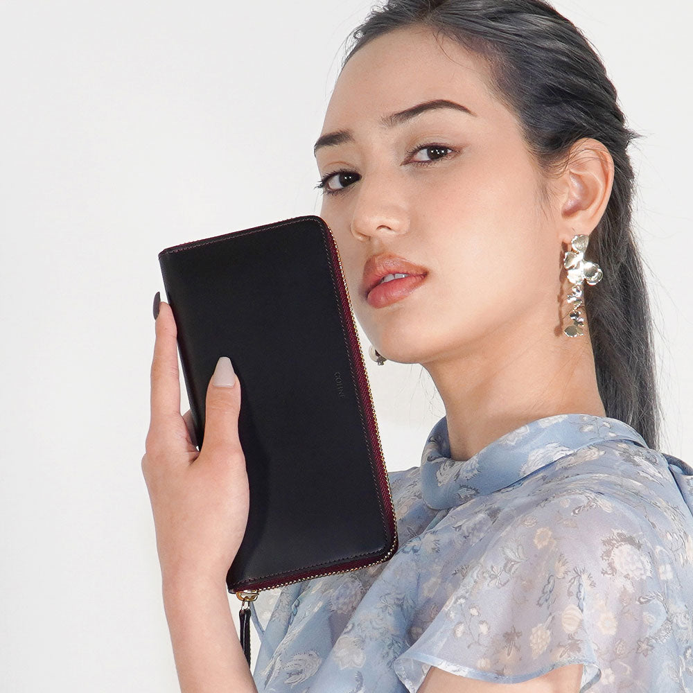 【訳あり】本革 日本製 ラウンドファスナー長財布 小銭入れ付き 牛革 リアルレザー イタリアンレザー ウラガノ アドバンレザー GOHNE ゴーネ L1101-19A 全3カラー レッド ブルー グリーン made in Tokyo